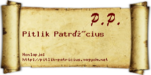 Pitlik Patrícius névjegykártya